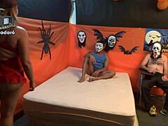 gordinha bends over for big cock doggystyle at halloween party!