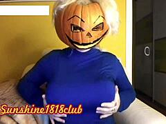 halloween big tits cosplay pumpkin cam pervs explode