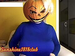 halloween big tits cosplay pumpkin cam pervs explode