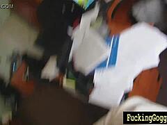 redhead undresses for intense office pov blowjob