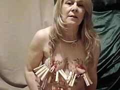 French milf slave bound bent over auto session clamps candles spanking humiliation