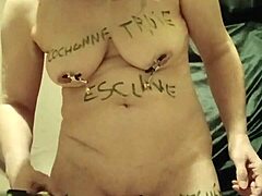 French milf slave bound bent over auto session clamps candles spanking humiliation