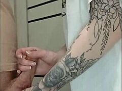 Stepmom's friend strokes my cock to explosion at wild house party