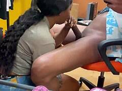 Sloppy Deepthroat on Monster Black Cock at Flea Market!