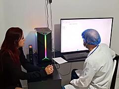 hot gyno doc makes squirting redhead patient piss and cum in uniform fuck fest