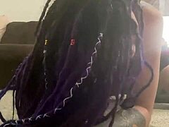 my purple dreadlock latina slave takes rough black master's monster cock