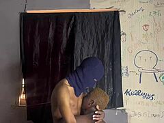 ebony's huge curved cock revealed up close