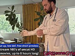 channy crossfire spreads hairy pussy in latex glove fetish exam