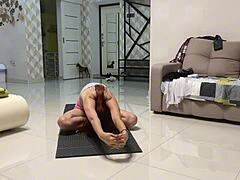 Angie Elif Plays Pussy After Yoga With Hot Small Tits