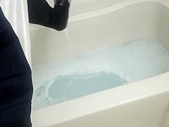 i'm slipping into sailor uniform and black pantyhose for a slippery lotion bath romp