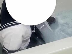 i'm slipping into sailor uniform and black pantyhose for a slippery lotion bath romp