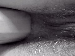 i'm so horny milf stuffs banana in hairy ass pussy on floor stockings