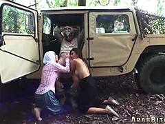 Petite muslim army babe fucks old penis in uniform reality far from home