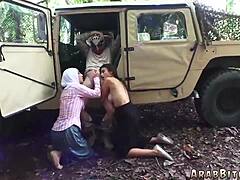 Petite muslim army babe fucks old penis in uniform reality far from home
