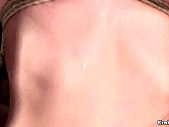 babe's clamped tongue flops while bound slave gets hardcore fucked