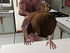 Quick milf creampie snack with loud moans