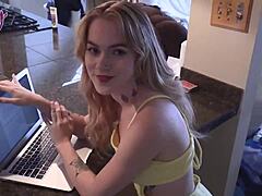 Nasty teen Sage lets stepdad Seth creampie her juicy pussy