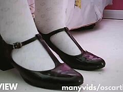 daddy, why's your cock so hard for my schoolgirl heels in the boot room?