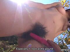 naked japanese housewife maki hojo fingers hairy pussy moaning outdoors jav uncut?