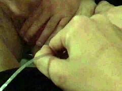 Watching wife rub pussy as I jack off then creampie cleanup suck