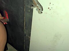 wife grinds black cock at gloryhole swing house cums on hand