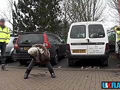 shameless bree branning flashes wet pussy and pisses publicly for all to see!