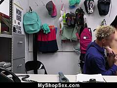 teen shoplifter rides guard's cock to escape trouble