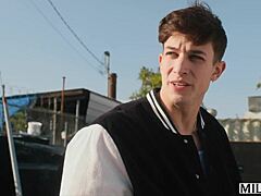 fit milf justine rides young stud cock in his classic car