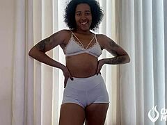 shortinho socado experiment sends her teasing cameltoe into joi frenzy on monster cock!