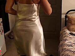 french slut in leather pants dress heels takes doggy blowjob rimjob!