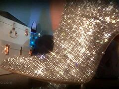 goddess mesmerizes slave with sparkling boots legs fishnets domination trance