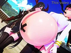 girl gets inflated like a balloon in femdom play