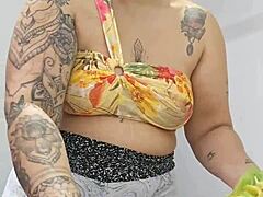 she shoves shorts deep into her pussy for that perfect split