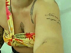 she shoves shorts deep into her pussy for that perfect split