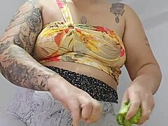 she shoves shorts deep into her pussy for that perfect split