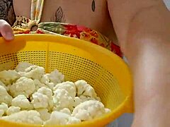 she shoves shorts deep into her pussy for that perfect split