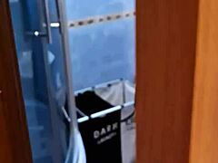 Skinny Tanned Brunette Neighbors Fuck More in Homemade Bathroom