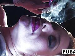 Shyla Stylez Smokes While Posing Her Sexy Pussy
