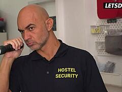 Big dick security guy rams lilly bella's tight pussy hard in horny hostel