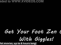 BIG TITS Black Babe GIGGLES Feet Strut in HEELS Close!