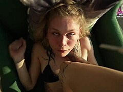 Blonde Slut Railed Hard in Red Converse While Riding Big Cock