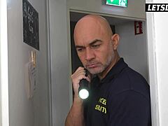 Big dick security guy rams lilly bella's tight pussy hard in horny hostel