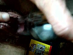 Horny fat cousin fingers pussy with bottle till squirting wildly