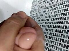 Condom Breaks During Intense Toy Masturbation Cumshot