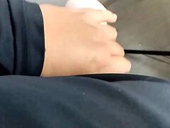 Condom Breaks During Intense Toy Masturbation Cumshot