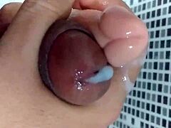 Condom Breaks During Intense Toy Masturbation Cumshot