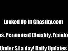 Femdom Mistress Holds Chastity Key in Slave Humiliation Handjob POV