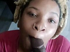 Eboni Princess Deepthroats Ebony Cock in Silent Sloppy POV