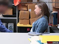 teen shoplifter sucks fucks guard to escape!