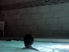 muscle bodybuilder soaks in public jacuzzi with tattoos and dirty talk